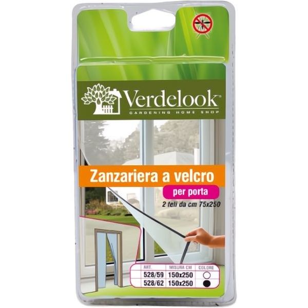 VERDELOOK ZANZARIERA A VELCRO PER PORTA 2 VELI CM150X250