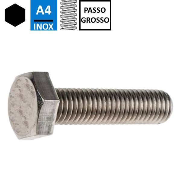 VITE TE INTERAMENTE FILETTATA IN ACCIAIO INOX A4 UNI 5739