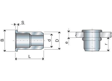 FAR INSERTO FILETTATO IN ALLUMINIO A TESTA CILINDRICA FTT