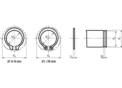 ANELLO DI ARRESTO PER ALBERI (SEEGER E) INOX AISI 420 DIN 471