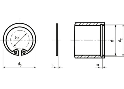 ANELLO DI ARRESTO PER FORI (SEEGER I ) INOX AISI 420 DIN 472 D.MM 25