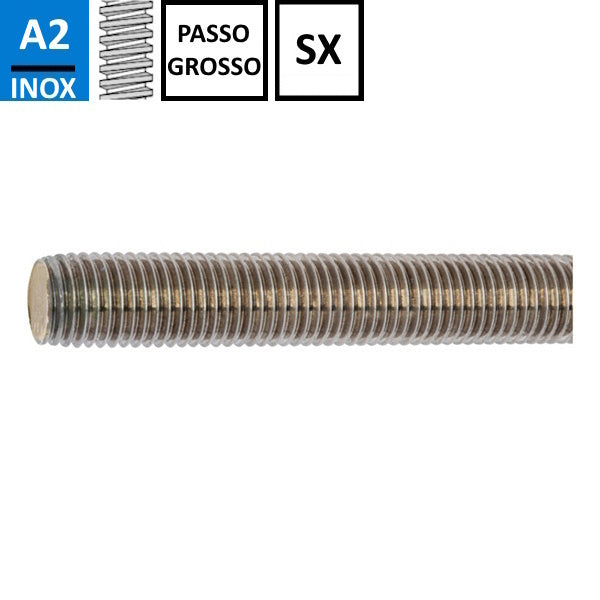 BARRA FILETTATA IN ACCIAIO INOX A2 PASSO GROSSO SX DIN 976