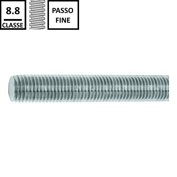 BARRA FILETTATA FERRO CL. 8.8 Z.BIANCA PASSO FINE DIN 976