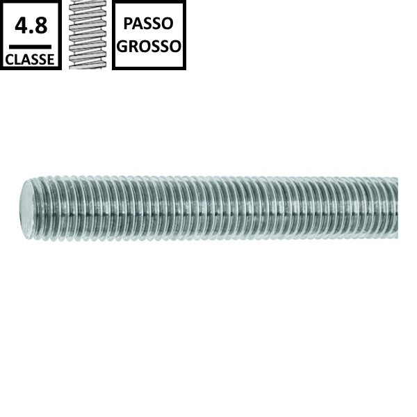 BARRA FILETTATA FERRO CLASSE 4.8 ZINCATA BIANCA DIN 975/DIN 976