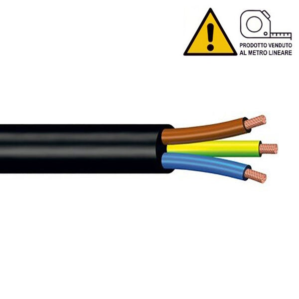 CAVO ELETTRICO AL TAGLIO TIPO H07RN-F SEZIONE 3G1,5 NERO AL MTL
