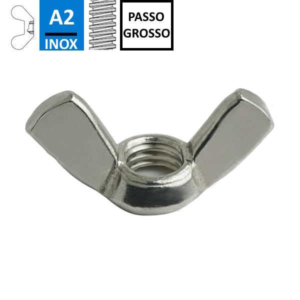 DADO AD ALETTE IN ACCIAIO INOX A2 UNI 5448-A