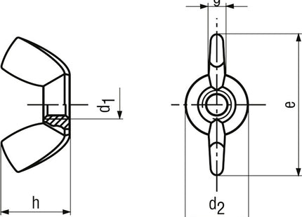 DADO AD ALETTE ZINCATO BIANCO UNI 5448-A M12