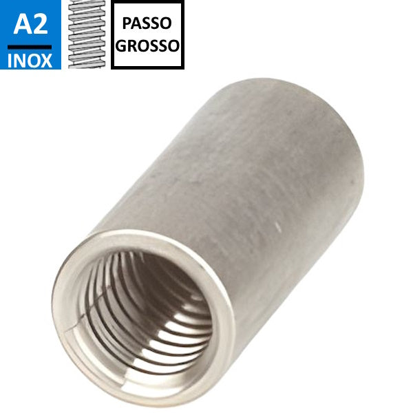 DADO CILINDRICO DI GIUNZIONE IN ACCIAIO INOX A2