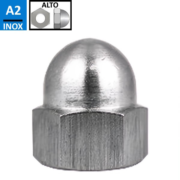 DADO ESAGONALE CIECO ALTO IN ACCIAIO INOX A2 UNI 5721 DIN 1587