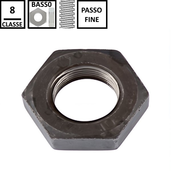 DADO ESAGONALE BASSO PASSO FINE CL. 8 GREZZO UNI 5589 DIN 936 M20X1,5
