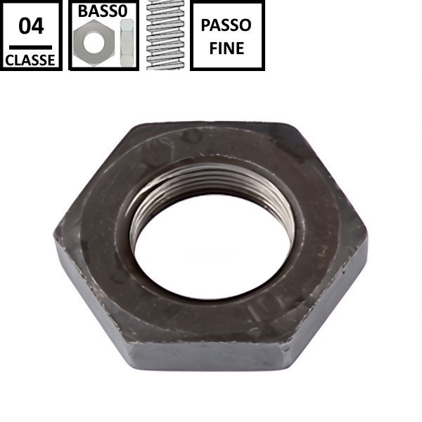 DADO ESAGONALE BASSO PASSO FINE CL.04 GREZZO UNI 5589 DIN 936
