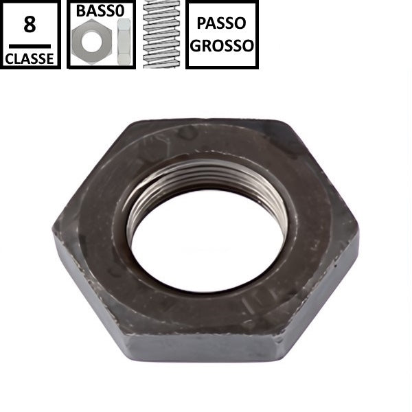 DADO ESAGONALE BASSO PASSO GROSSO CL. 8 GREZZO UNI 5589 DIN 936