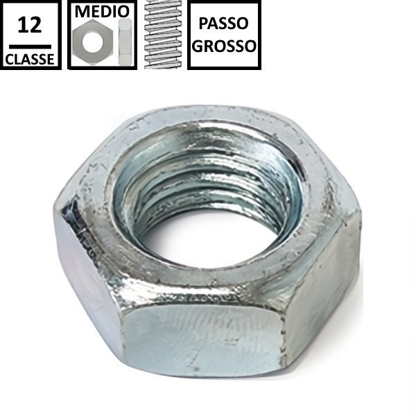 DADO ESAGONALE MEDIO PASSO GROSSO CL.12 Z.BIANCO UNI 5588