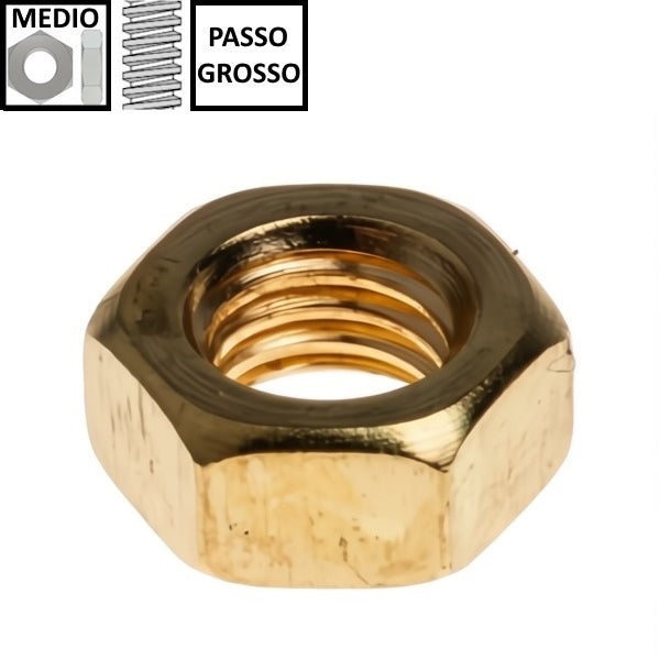 DADO ESAGONALE MEDIO PASSO GROSSO OTTONE UNI 5588 DIN 934