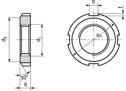 GHIERA DI BLOCCAGGIO IN ACCIAIO ZINCATO DIN 981 TIPO KM