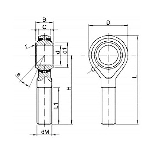 TERMINALE SFERICO DIN ISO 12240-4 SERIE K FILETTATO MASCHIO