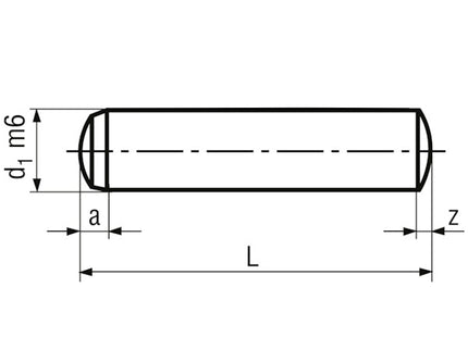 SPINA CILINDRICA TEMPRATA RETTIFICATA M6 UNI 6364 A