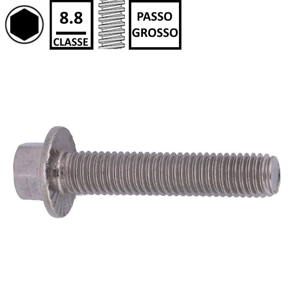 VITE TE CON FLANGIA ZIGRINATA CLASSE 8.8 ZINCATA BIANCA DIN 6921