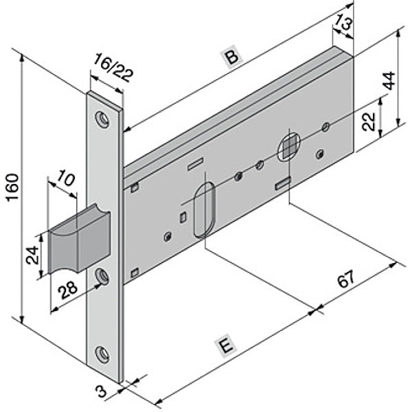 WELKA SERRATURA INFILARE PER FASCIA 2 MANDATE AMBIDESTRA