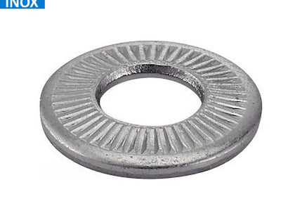 RONDELLE CONTACT ELASTICHE CONICHE ZIGRINATE IN INOX A2