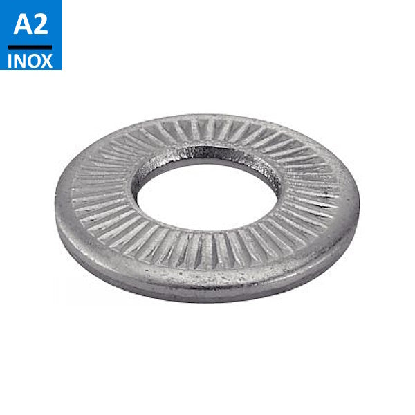 RONDELLE CONTACT ELASTICHE CONICHE ZIGRINATE IN INOX A2