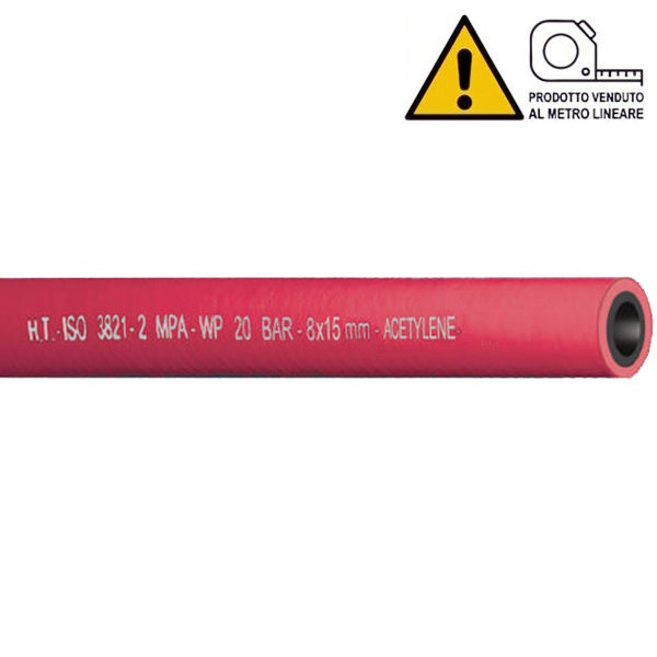TUBO PER SALDATURA ACETILENE IN GOMMA D.MM8X15 COLORE ROSSO AL MTL