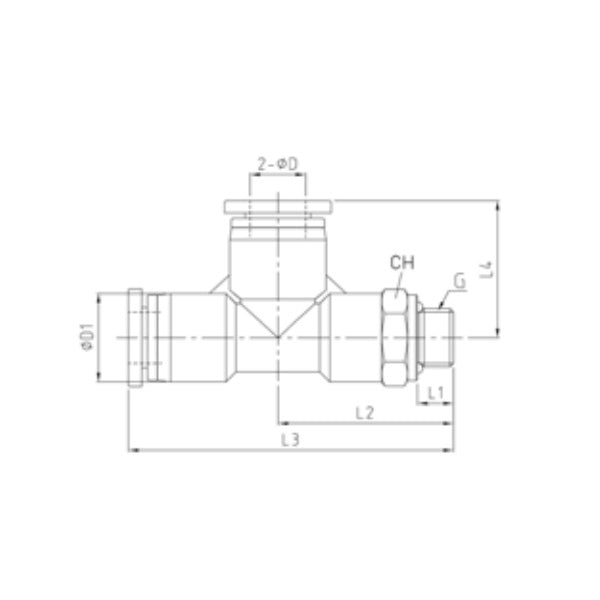 KONFIT RACCORDO A T POLIMERO NERO MASCHIO LATERALE GIREVOLE ART. RP71