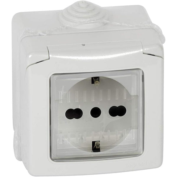 BTICINO IDROBOX PRESA SCHUKO BIPASSO IN CUSTODIA IP55 2 MODULI