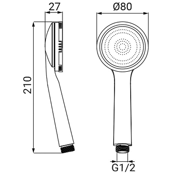IDRO-BRIC DOCCIA PIXI 1 GETTO D.MM80 CON DIFFUSORE IN ACCIAIO INOX