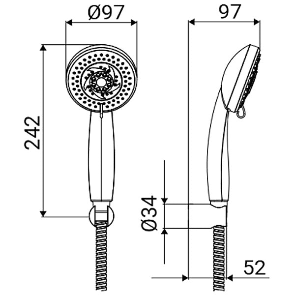 IDRO-BRIC SET DOCCIA DUPLEX CALLIOPE 3 GETTI CROMATA D.MM100