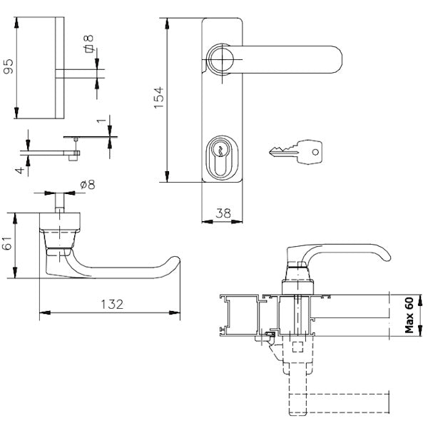 SAVIO COMANDO ESTERNO CON CILINDRO PER ANTIPANICO CIRCEO ART. KH.C