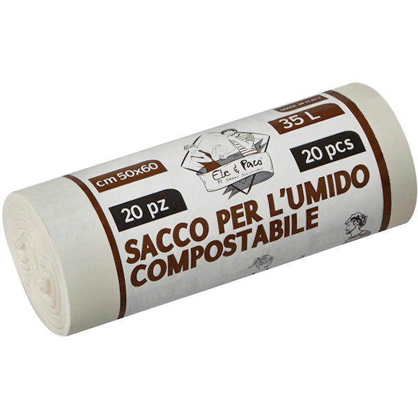 ELEPACKING SACCHI SPAZZATURA BIO TRASPARENTE CM50X60 LT35 PZ20