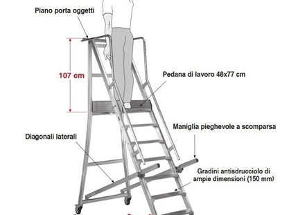 FACAL SCALA CASTIGLIA  3 GRADINI+PEDANA H.AL PIANO CM 87