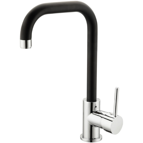 IDRO-BRIC RUBINETTO MISCELATORE LAVELLO FLORIDA NERO SATINATO E CROMO