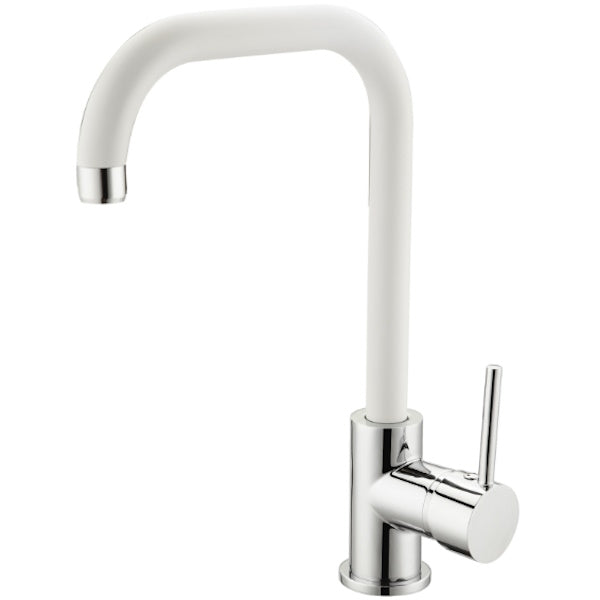 IDRO-BRIC RUBINETTO MISCELATORE LAVELLO FLORIDA BIANCO SATINATO E CROMO