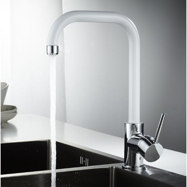 IDRO-BRIC RUBINETTO MISCELATORE LAVELLO FLORIDA BIANCO SATINATO E CROMO