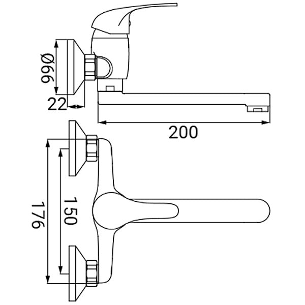 IDRO-BRIC RUBINETTO MISCELATORE LAVELLO A PARETE SERIE FAST