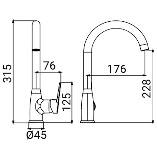 IDRO-BRIC RUBINETTO MISCELATORE LAVELLO BOCCA ALTA SERIE HELLIS CROMATO