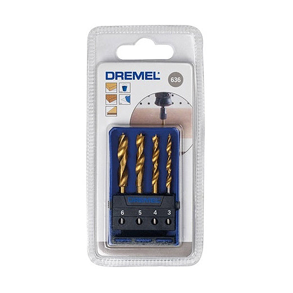 DREMEL ART.   636 SET DA 4 PUNTE RIVESTITE IN TITANIO PER FORATURA LEGNO