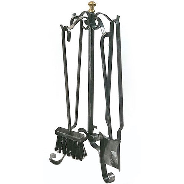 SET PER CAMINETTI IN FERRO BATTUTO CON POMOLO H.CM60 ART.267