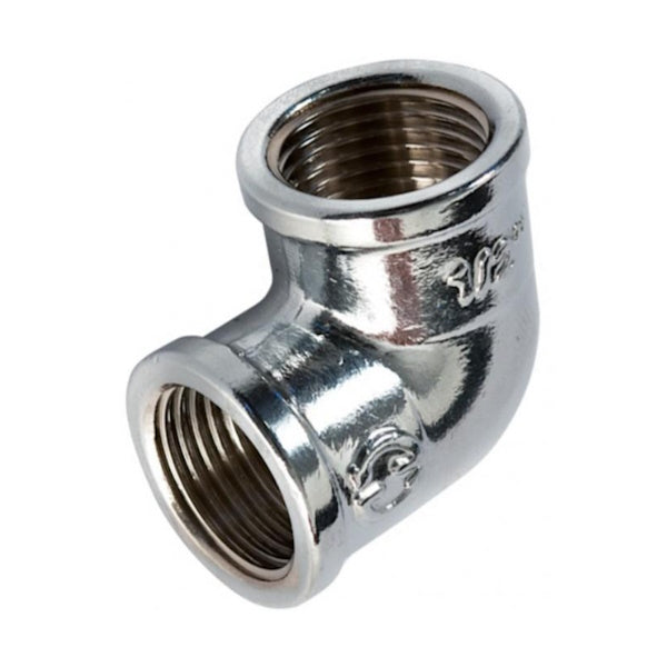 IDRO-BRIC GOMITO A 90° FF IN OTTONE CROMATO LUCIDO DA 1/2"