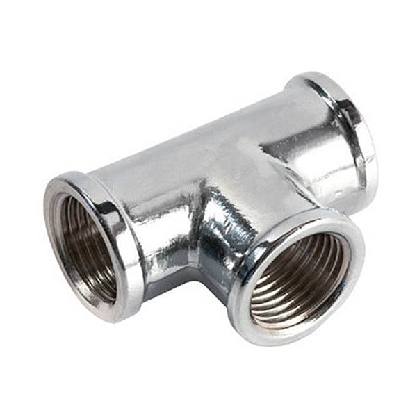 IDRO-BRIC GOMITO A T FFF IN OTTONE CROMATO LUCIDO DA 1/2"