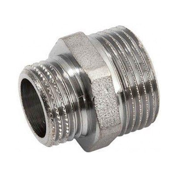 IDRO-BRIC NIPPLO DOPPIO MM RIDOTTO IN OTTONE CROMATO LUCIDO DA 1/2"X3/8"