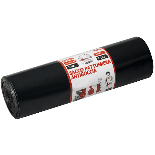 ELEPACKING SACCHI SPAZZATURA NERO CM 90X120 LT140 MY80 PZ 6