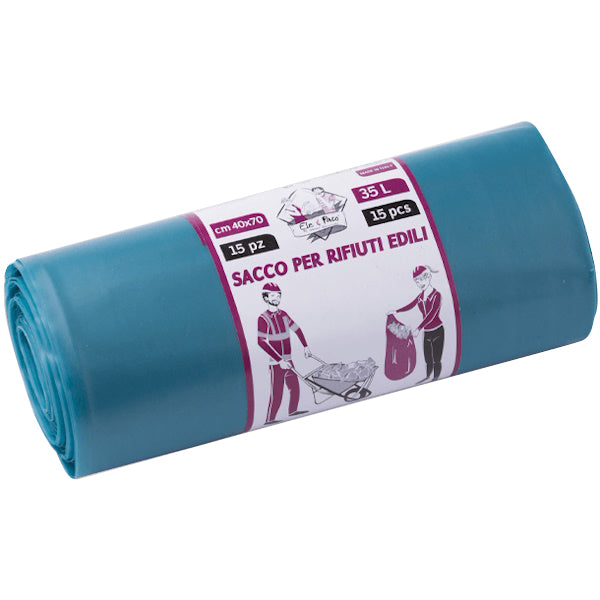 ELEPACKING SACCHI SPAZZATURA EDILIZIA BLU CM40X70 MY120 LT35 PZ15