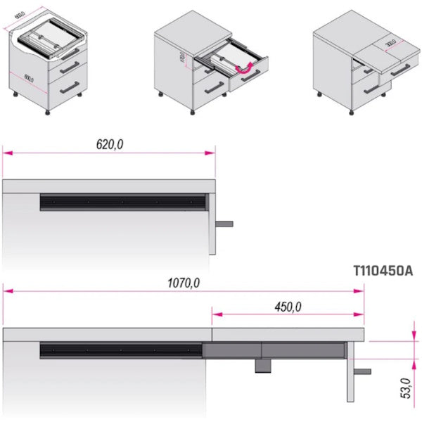 RAM PIANO ESTRAIBILE A FILO TOP KG80 MM450