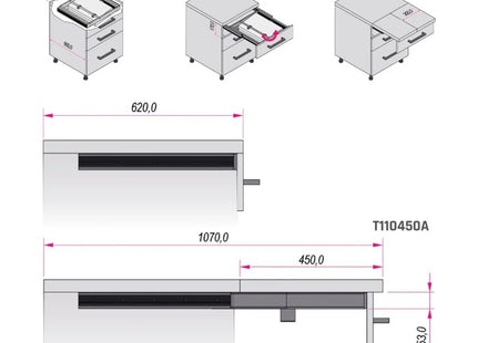 RAM PIANO ESTRAIBILE A FILO TOP KG80 MM450