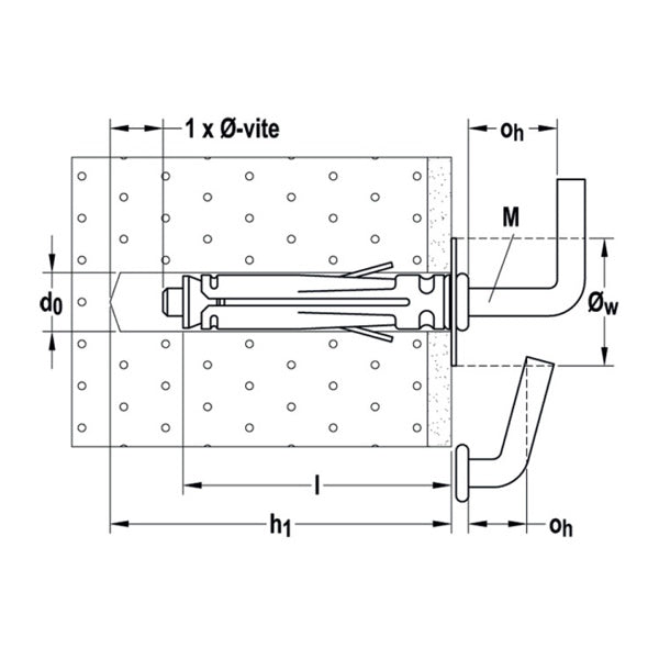 FISCHER TASSELLO SBS 9/ 2 IN ACCIAIO CON GANCIO MEDIO