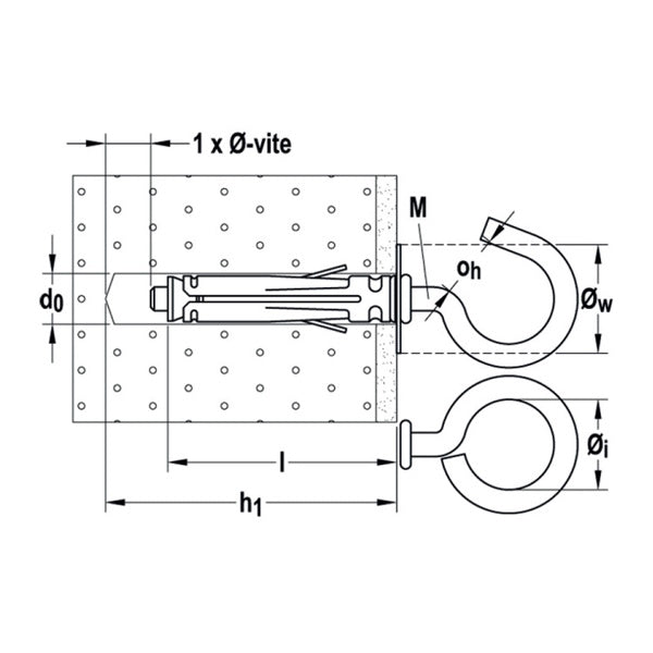FISCHER TASSELLO SBS 9/ 3 IN ACCIAIO CON OCCHIOLO CHIUSO