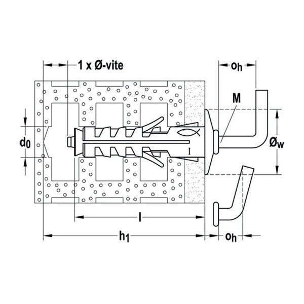 FISCHER TASSELLO SB.../6 IN NYLON CON GANCIO LUNGO